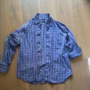 Tailorbyrd Purple and Blue Casual Button Down Shirt